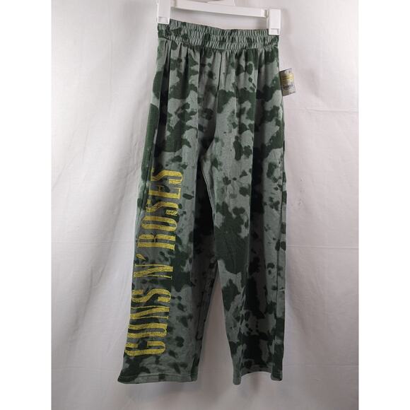 Guns N' Roses Camo Lounge Pants Wide Leg Green XS Sweatpants Camoflauge Sweats - Picture 1 of 7